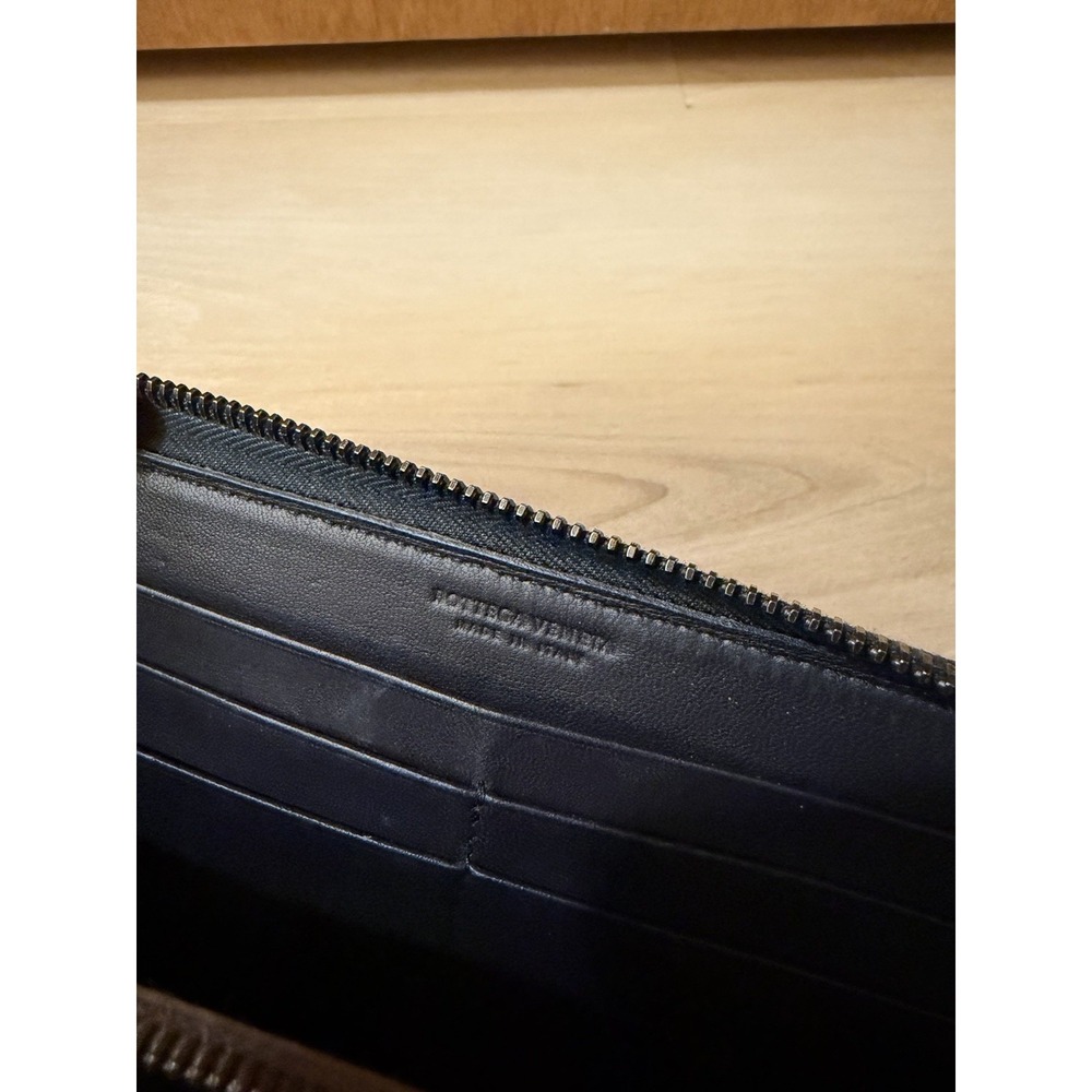 BOTTEGA VENETA Intrecciato Zippy Long Wallet Black Leather Zip Soft Woven - Picture 8 of 11